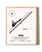 Marshfield Municipal Airport-George Harlow Field framed wall art in white frame