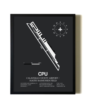 Unframed Calaveras County Airport / Maury Rasmussen Field map print poster