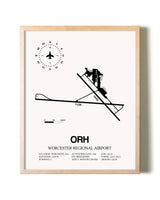 Worcester Regional Airport framed wall art in white frame