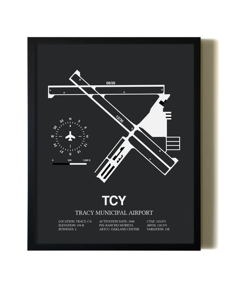 Unframed Tracy Municipal Airport map print poster