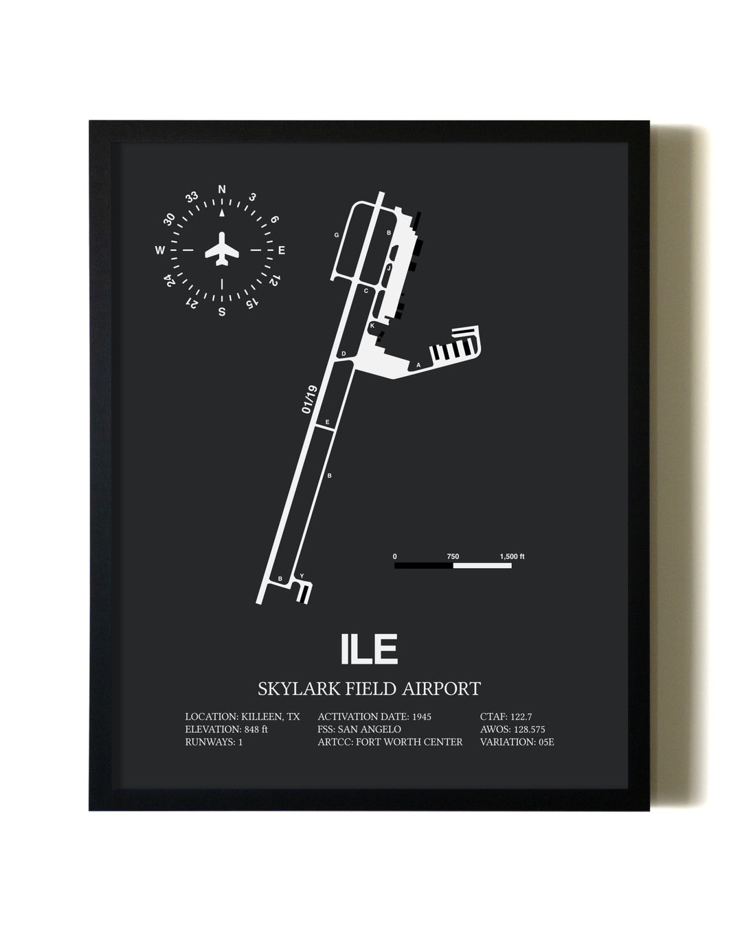 Unframed Skylark Field Airport map print poster