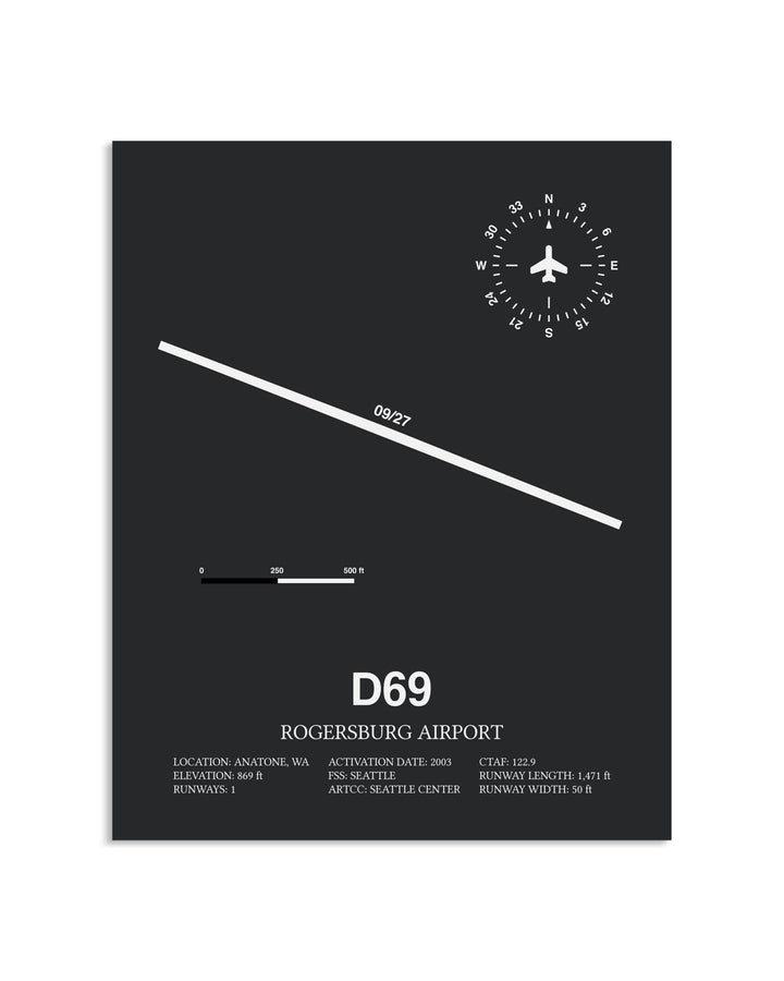 Gray Framed Rogersburg Airport layout wall art poster