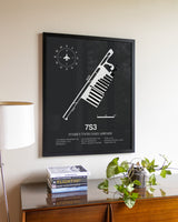 Gray Framed Stark's Twin Oaks Airpark wall art poster in black frame