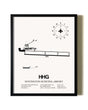 Framed Huntington Municipal Airport wall art poster in black frame