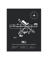 Gray Framed Quad Cities International Airport layout wall art poster