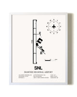 Shawnee Regional Airport airport map poster in oak frame