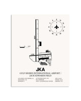 Gray Gulf Shores International Airport / Jack Edwards Field framed poster displayed in an airplane hangar