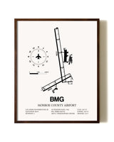 Monroe County Airport aviation print in walnut frame