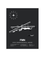 Gray Framed Four Corners Regional Airport layout wall art poster