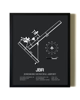 Unframed Jonesboro Municipal Airport map print poster