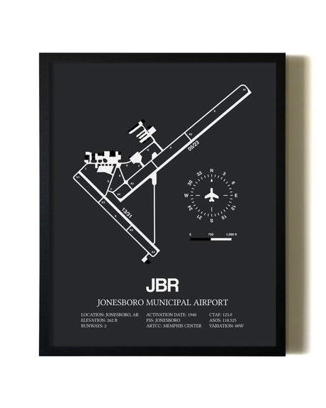 Unframed Jonesboro Municipal Airport map print poster