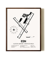 Easton Airport / Newnam Field aviation print in walnut frame