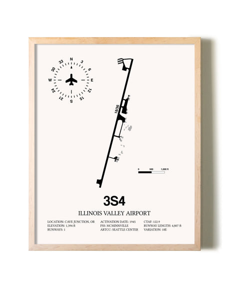 Illinois Valley Airport framed wall art in white frame