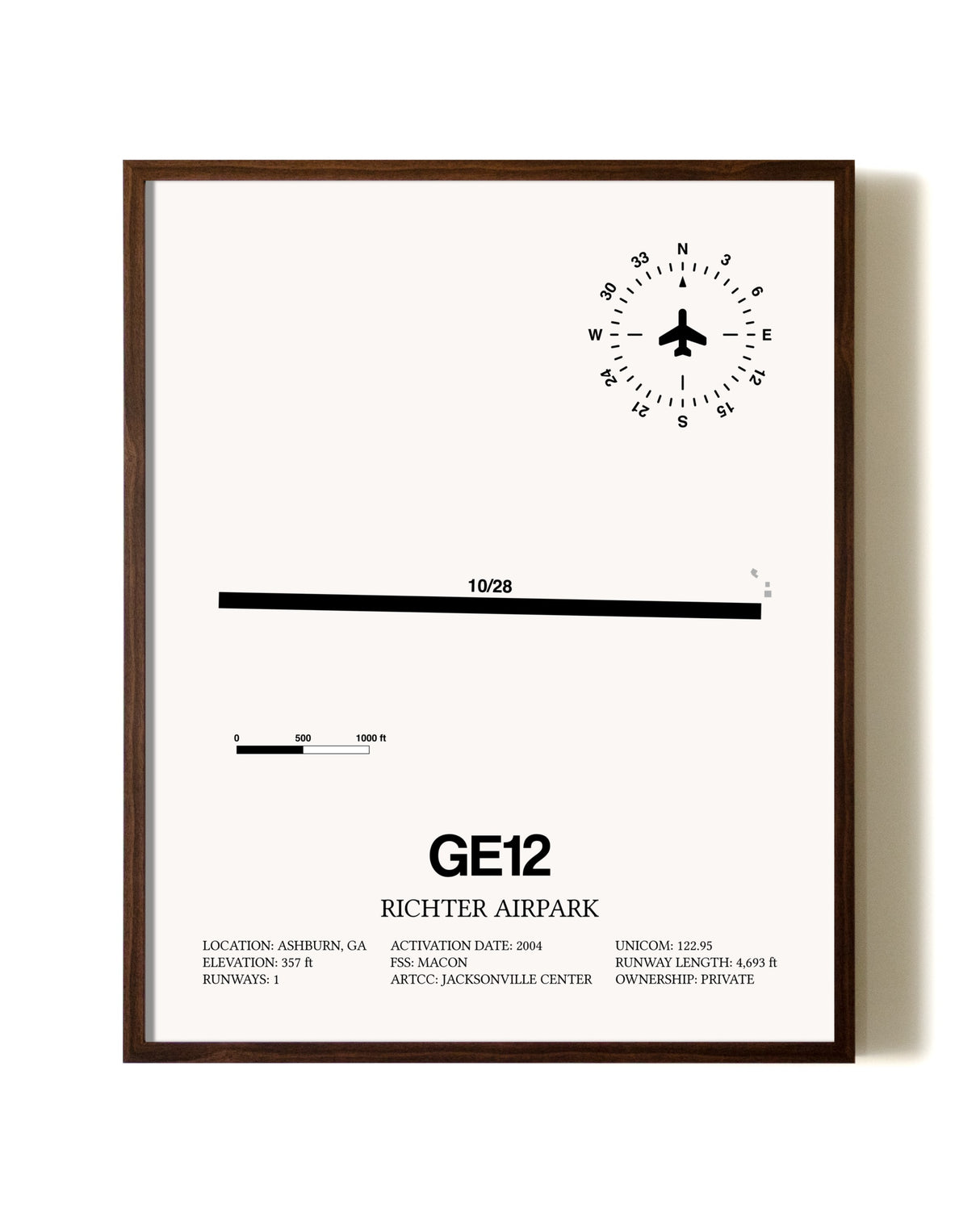 Richter Airpark aviation print in walnut frame