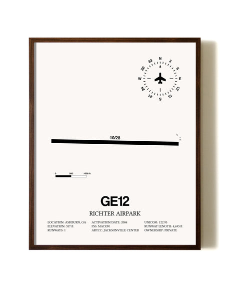 Richter Airpark aviation print in walnut frame