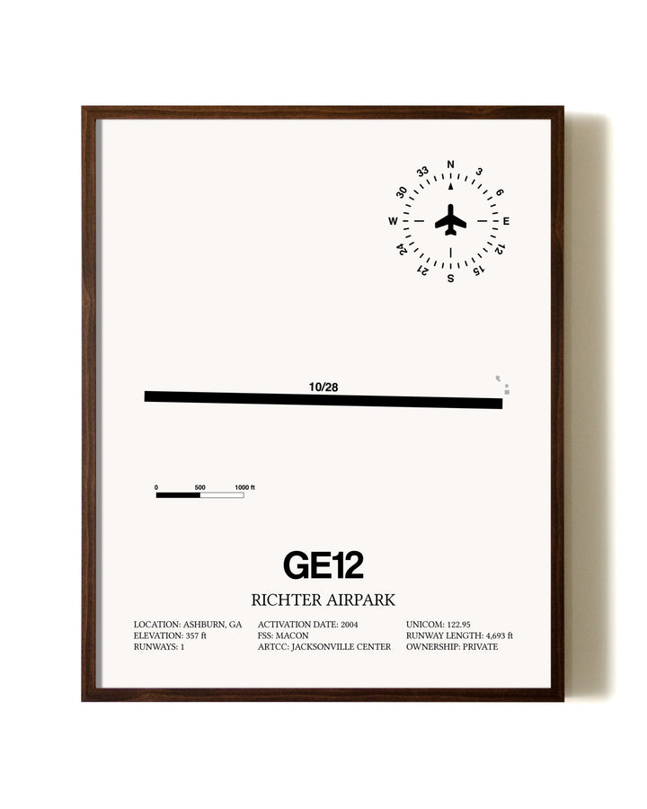 Richter Airpark aviation print in walnut frame