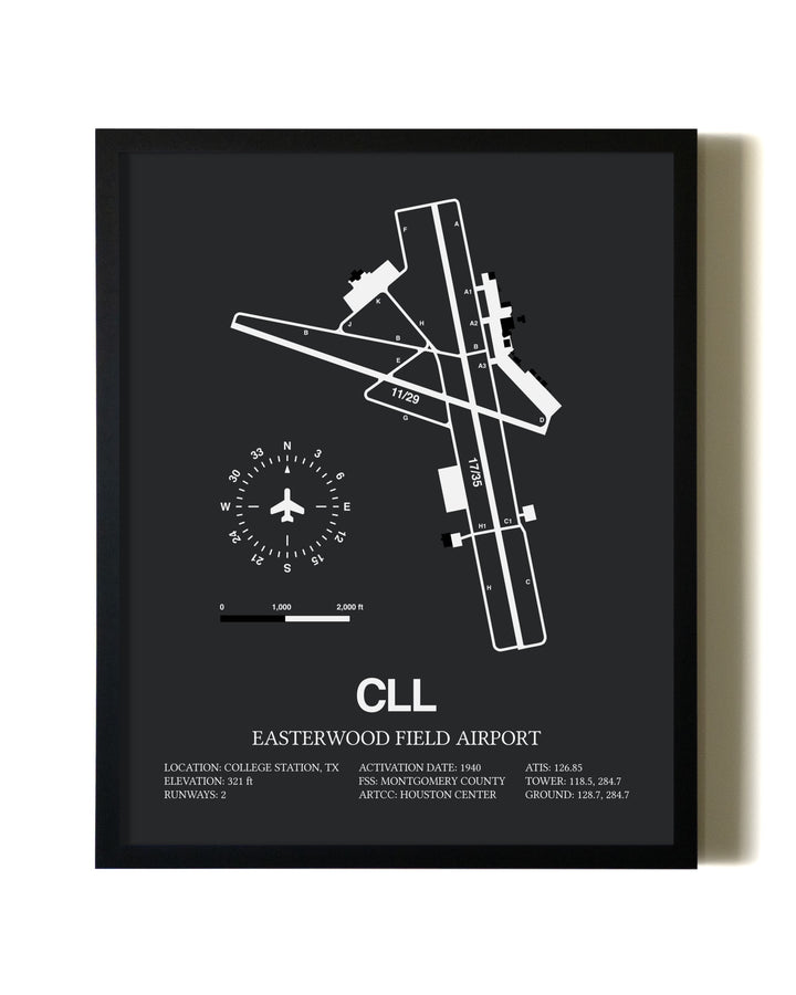 Unframed Easterwood Field Airport map print poster