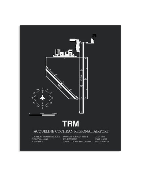 Gray Framed Jacqueline Cochran Regional Airport layout wall art poster
