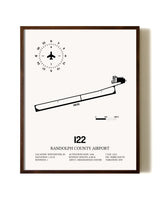 Randolph County Airport aviation print in walnut frame