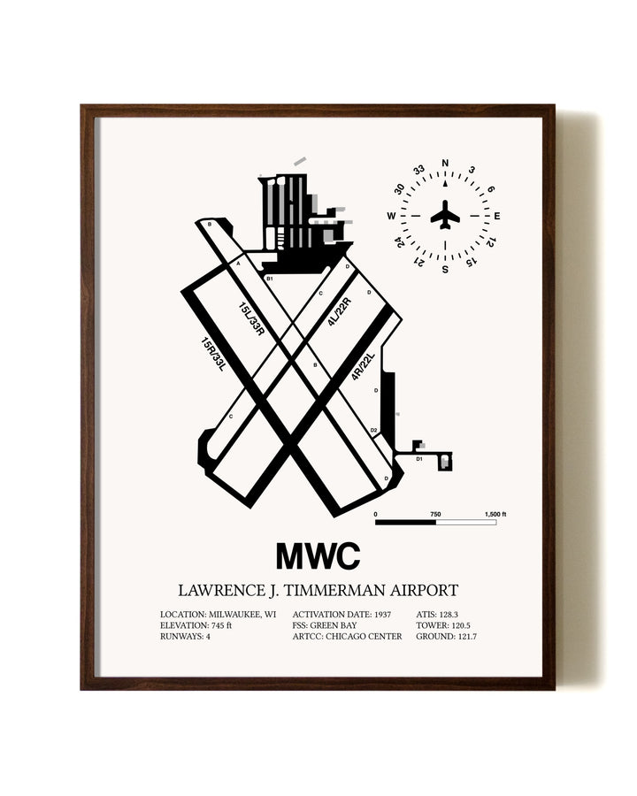 Lawrence J. Timmerman Airport aviation print in walnut frame