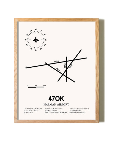 Harman Airport framed print in natural wood frame