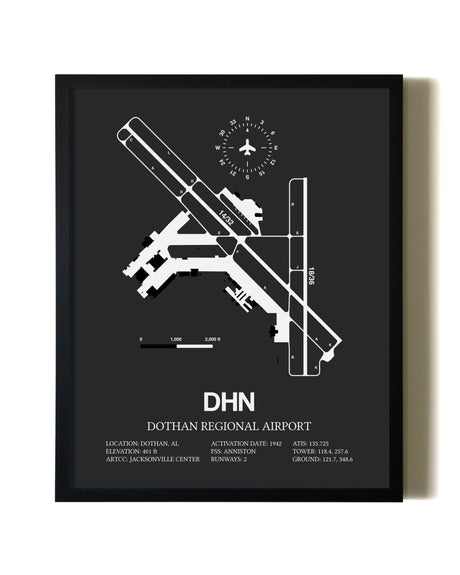Unframed Dothan Regional Airport map print poster