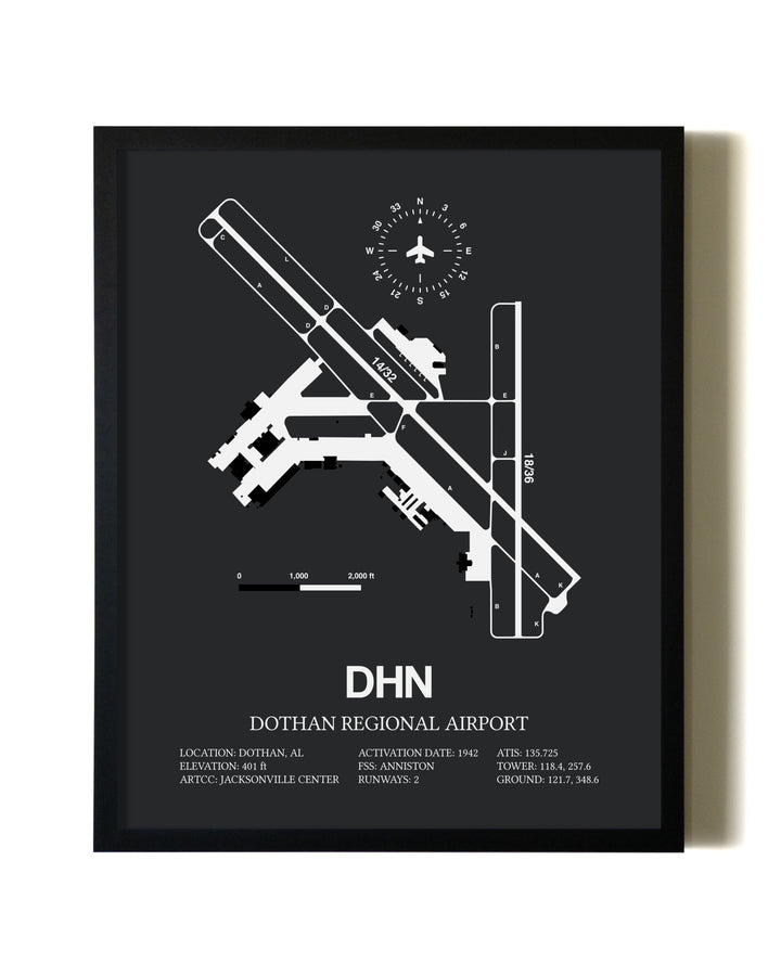 Unframed Dothan Regional Airport map print poster