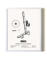Monroe County Airport airport map poster in oak frame