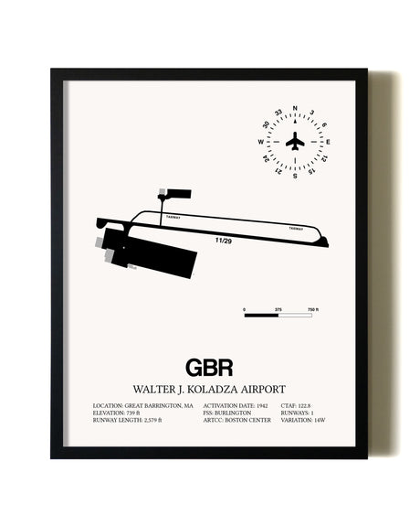 Framed Walter J. Koladza Airport wall art poster in black frame