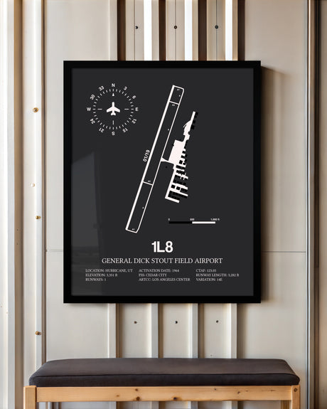 Frame color options for General Dick Stout Field Airport Wall Art