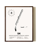Sikeston Memorial Municipal Airport aviation print in walnut frame