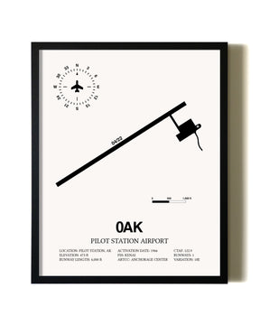 Framed Pilot Station Airport wall art poster in black frame