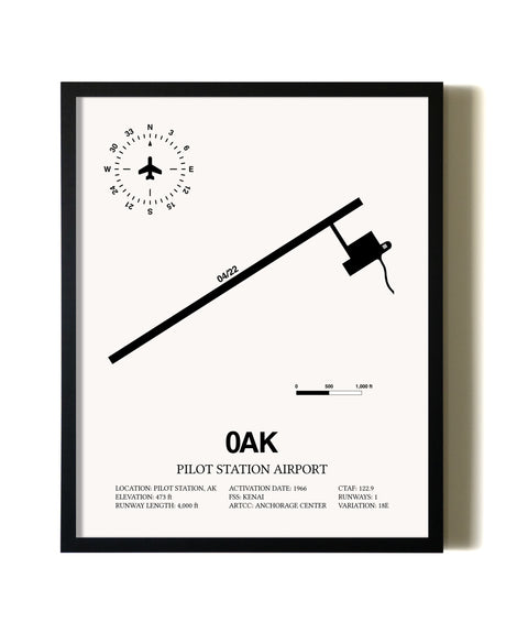 Framed Pilot Station Airport wall art poster in black frame