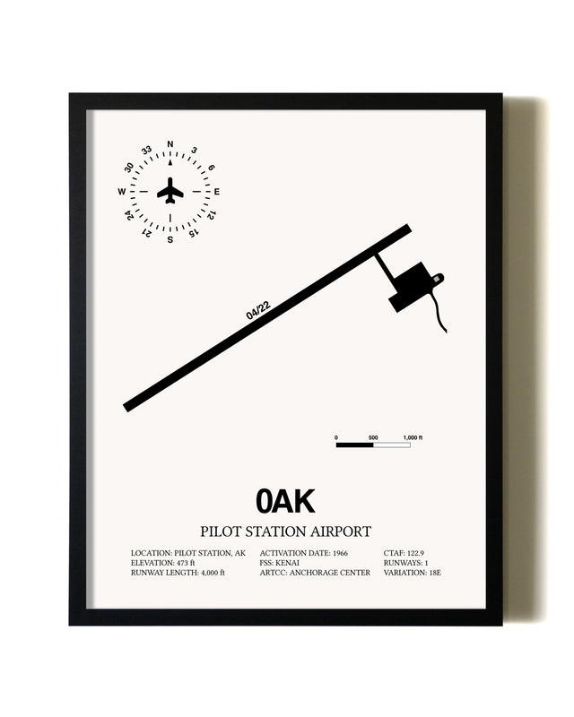Framed Pilot Station Airport wall art poster in black frame