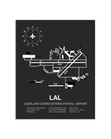 Gray Framed Lakeland Linder International Airport layout wall art poster
