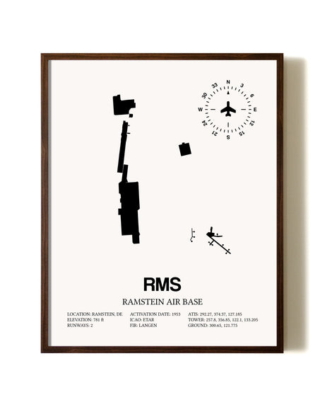 Ramstein Air Base aviation print in walnut frame