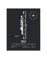 Gray Framed Olive Branch Airport / Taylor Field layout wall art poster