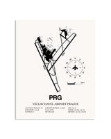 Gray Vaclav Havel Airport Prague framed poster displayed in an airplane hangar