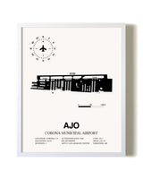 Corona Municipal Airport airport map poster in oak frame