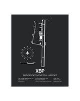 Gray Framed Bridgeport Municipal Airport layout wall art poster
