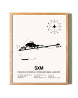 Princess Juliana International Airport framed print in natural wood frame