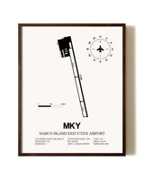 Marco Island Executive Airport aviation print in walnut frame