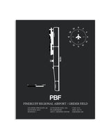 Gray Framed Pinebluff Regional Airport / Grider Field layout wall art poster