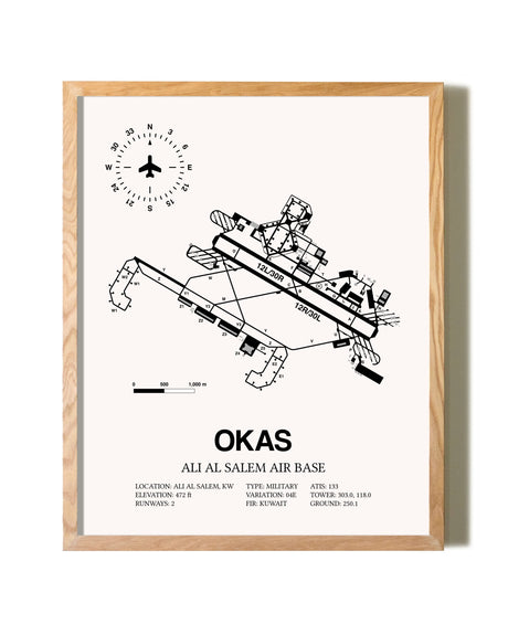 Ali Al Salem Air Base framed print in natural wood frame