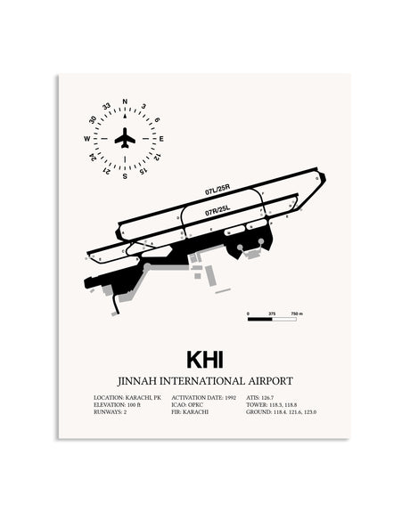 Gray Jinnah International Airport framed poster displayed in an airplane hangar