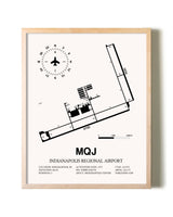Indianapolis Regional Airport framed wall art in white frame