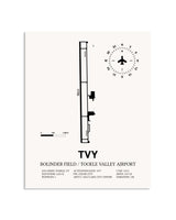 Gray Bolinder Field / Tooele Valley Airport framed poster displayed in an airplane hangar