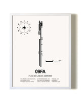 Placid Lakes Airport airport map poster in oak frame