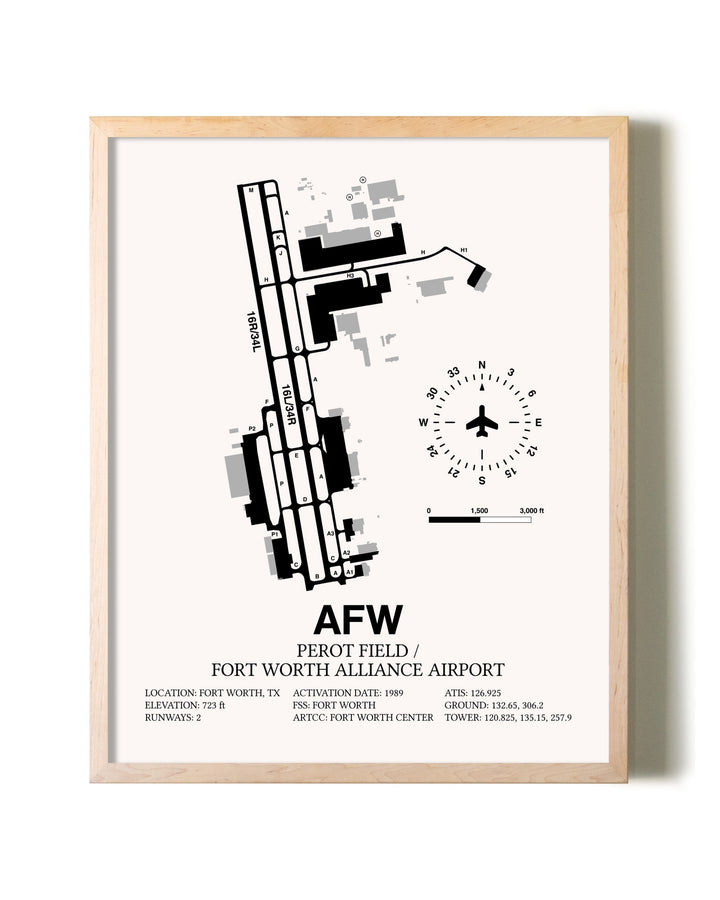 Perot Field / Fort Worth Alliance Airport framed wall art in white frame