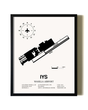 Framed Wasilla Airport wall art poster in black frame